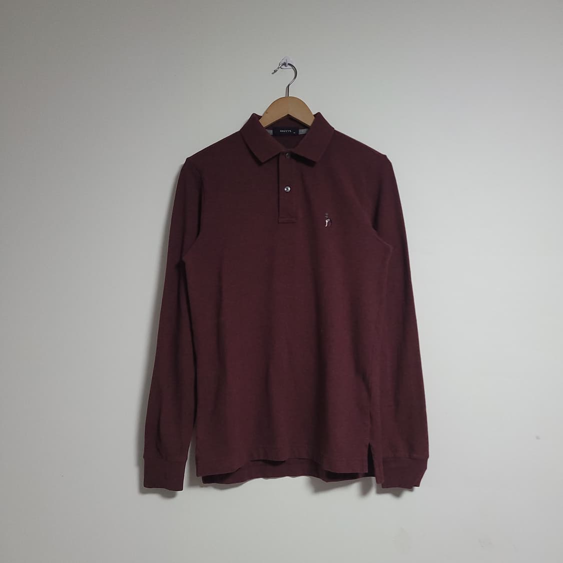 (95) HAZZYS 헤지스 버건디 긴팔 카라 티셔츠 상품이미지1