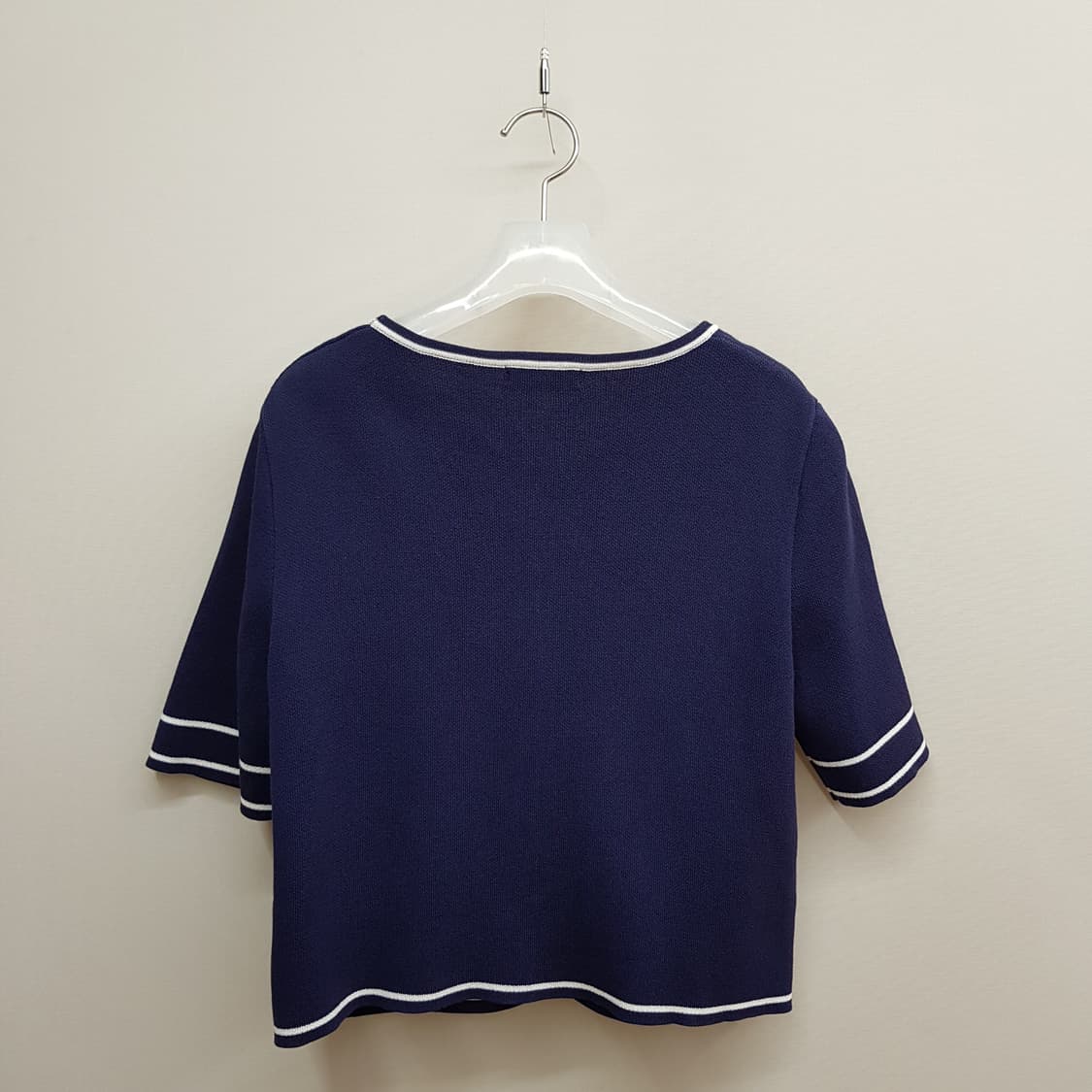 잇미샤 2022 배색 라인 반팔 니트 가디건 S사이즈 상품이미지4