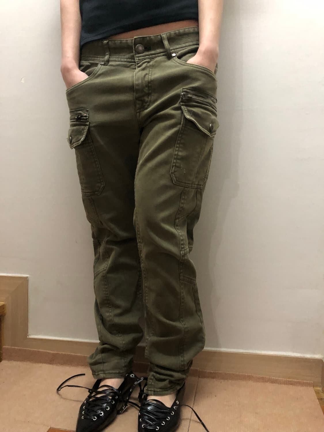 빈티지 버카루 카키 펑크 카고 팬츠 상품이미지4