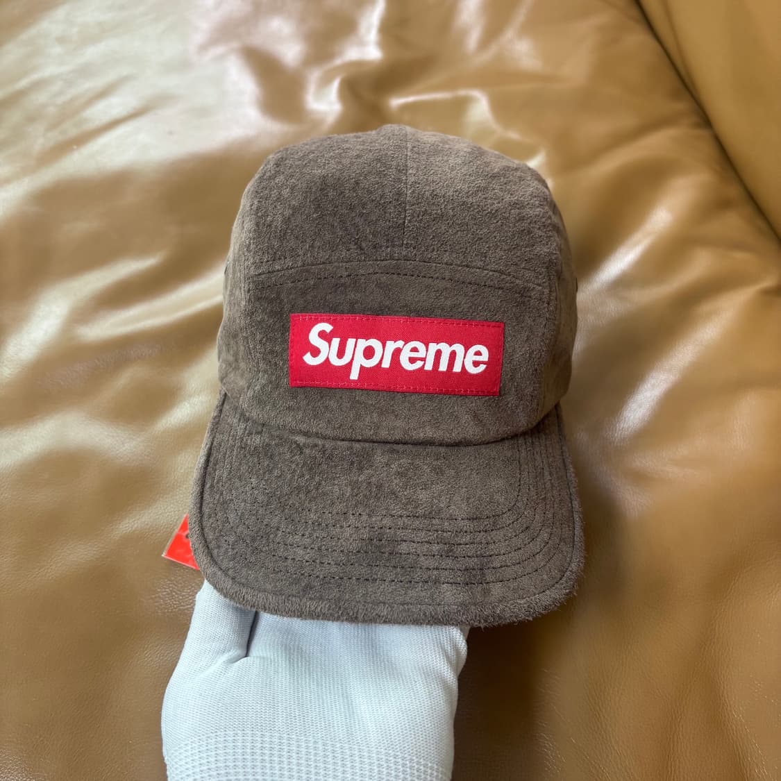 슈프림 캠프캡 모자 박스로고 23ss 스웨이드 브라운 상품이미지3