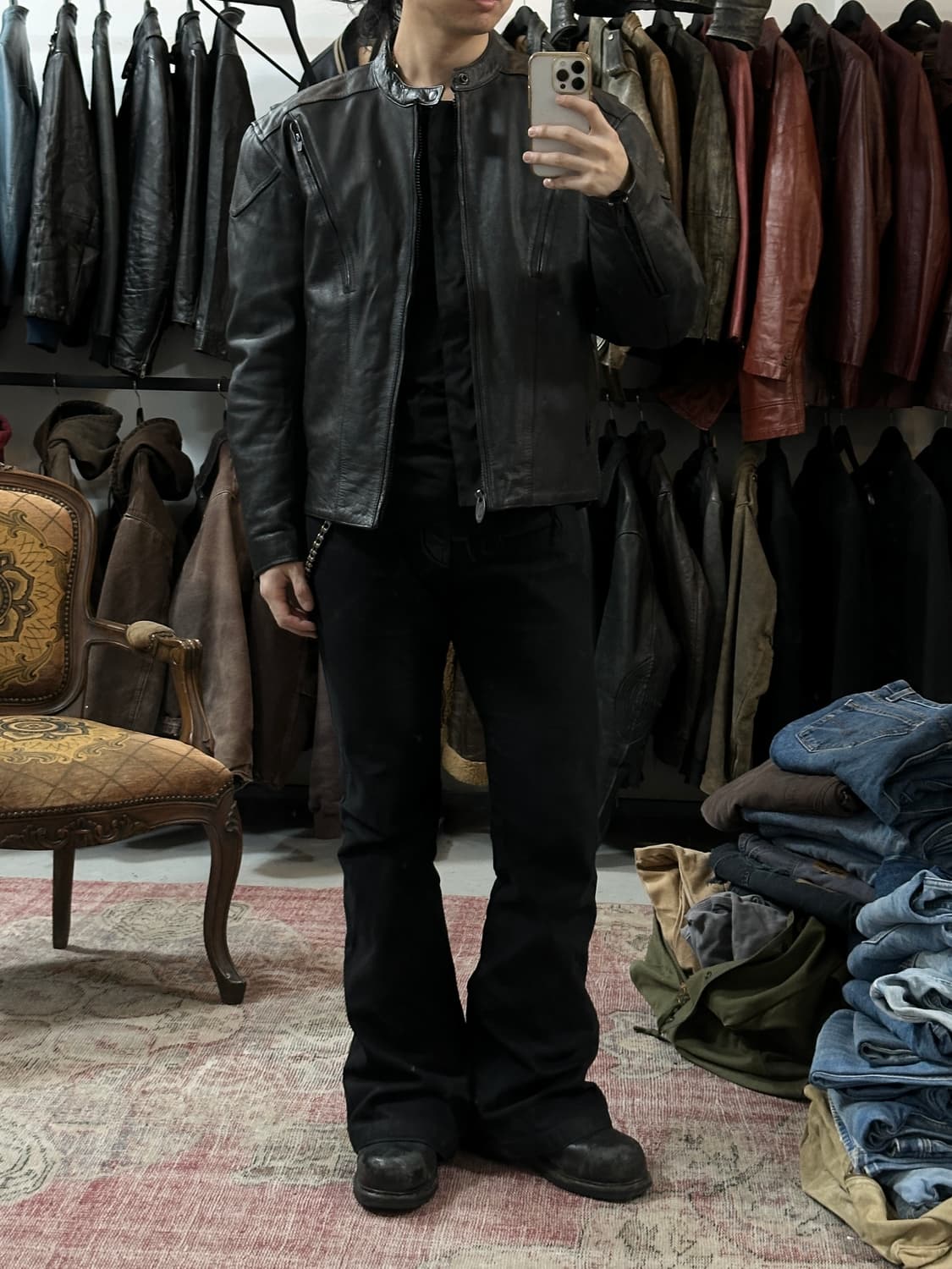 모터사이클 레더 아머 자켓 빈티지 레더 자켓 상품이미지10