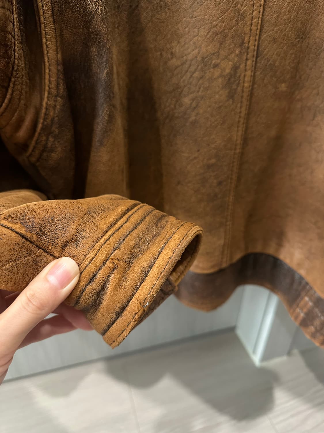 빈티지 브라운 양가죽 봄버 자켓 상품이미지8
