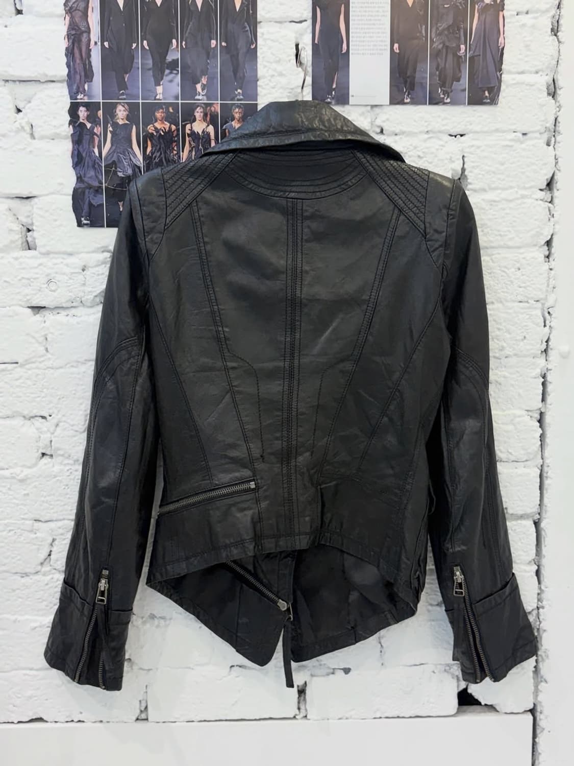 Asymmetric Zip Leather Rider Jacket 상품이미지9