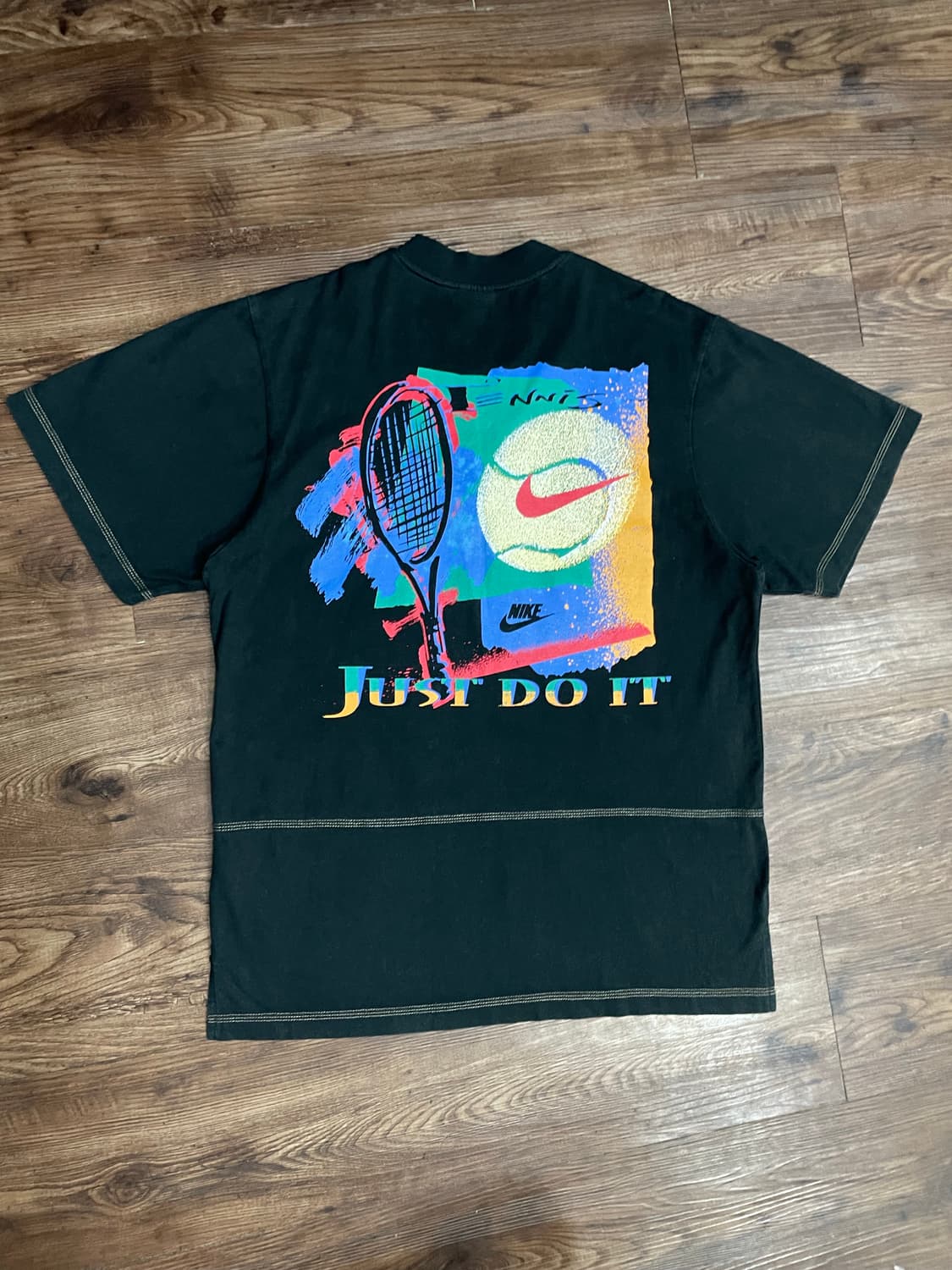 90s 희귀 빈티지 나이키 쿼터집 그래픽 반팔 져지 티셔츠 블랙 상품이미지1