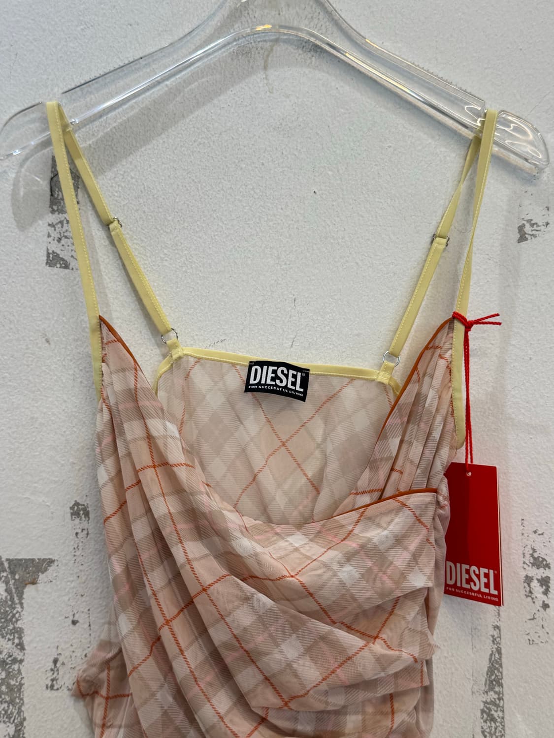 DIESEL Pink Beige Check Camisole Dress T 상품이미지4