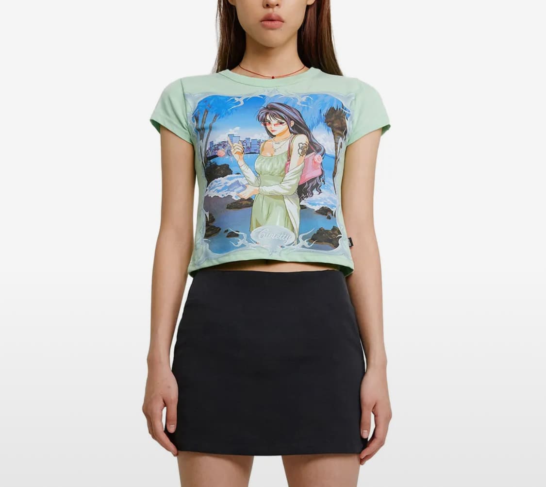 큐리티 C MIIGO X WOMEN GRAPHIC T-SHIRT_MINT 상품이미지2