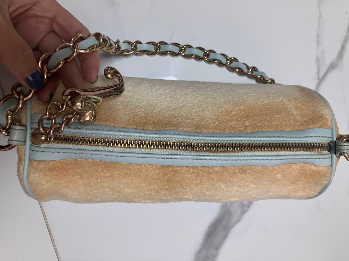 y2k Juicy Couture 쥬시 꾸뛰르 옐로우 베럴백 테리 체인 숄 상품이미지2