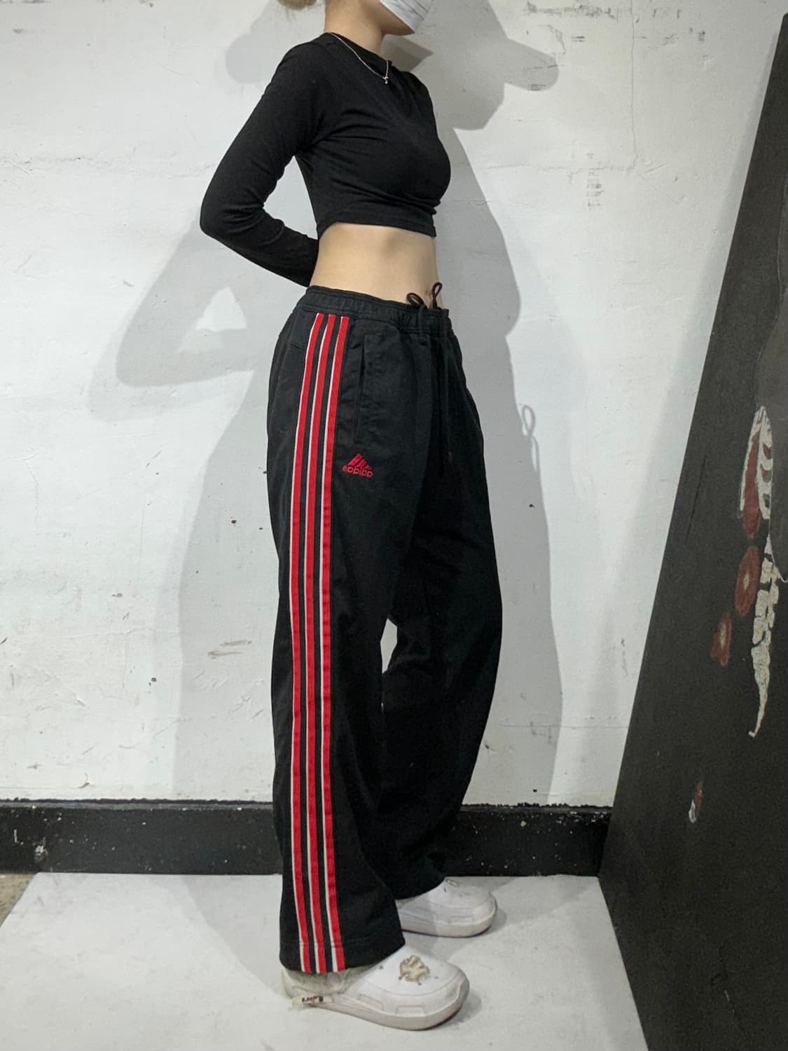 아디다스 와이드 블랙 레드 삼선 추리닝 바지 트레이닝 팬츠 L 상품이미지1
