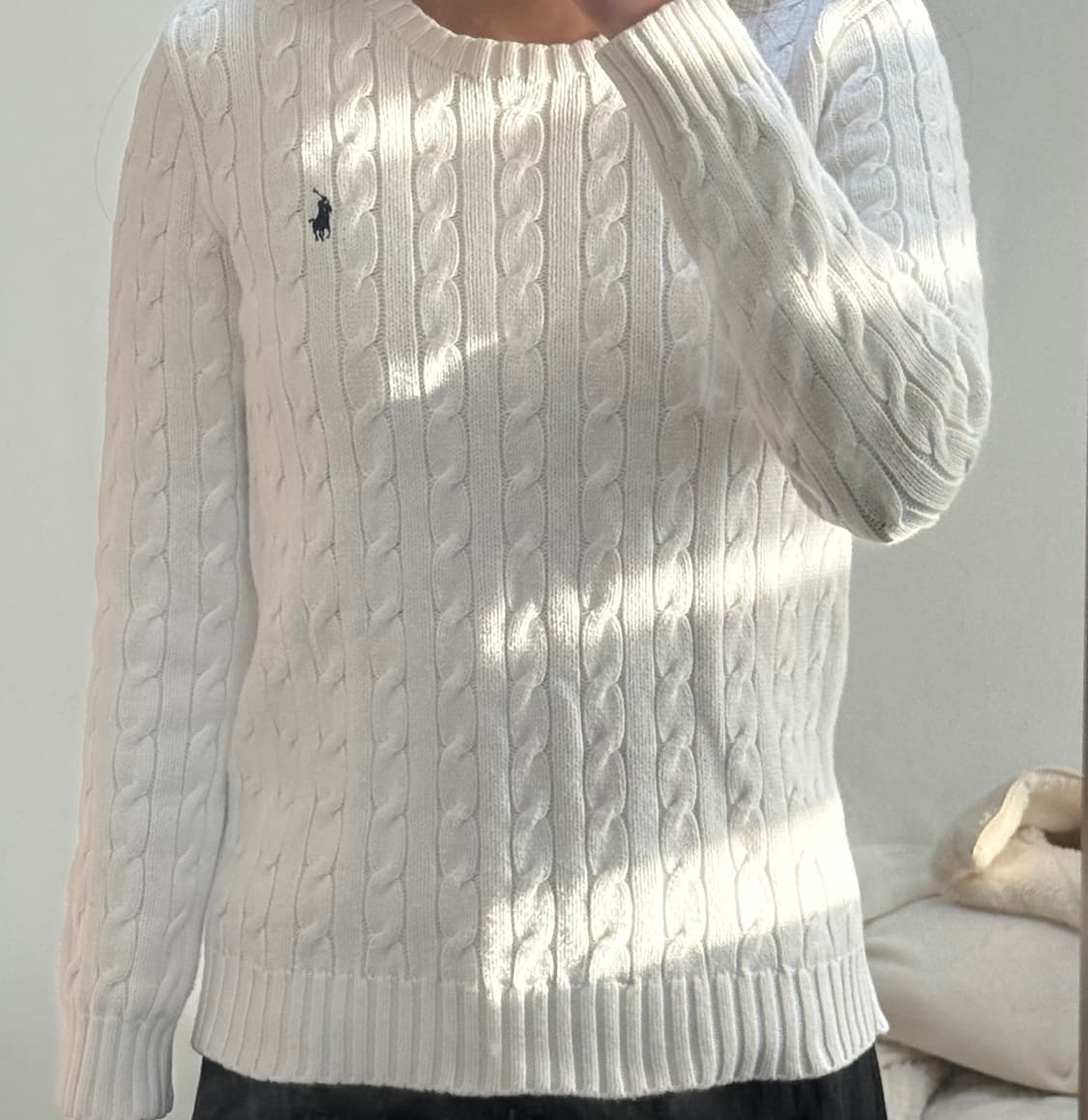 폴로 랄프로렌 케이블 니트 화이트 M 상품이미지1