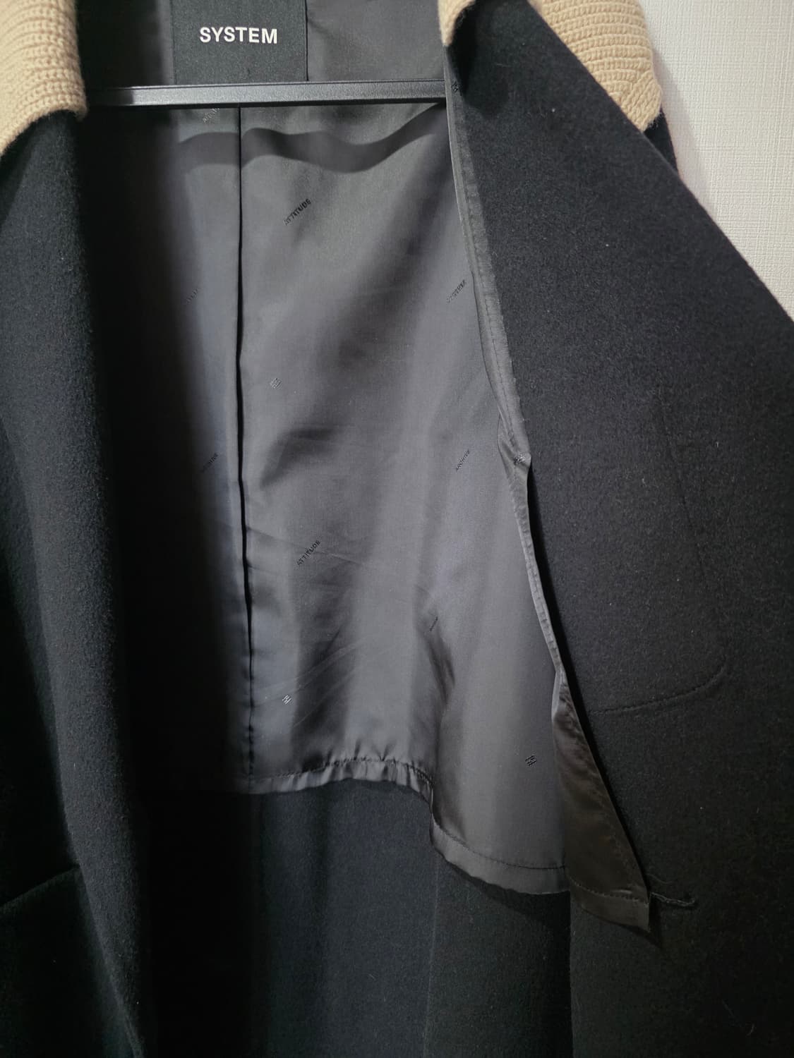 시스템 캐시미어 블랙 코트 상품이미지5