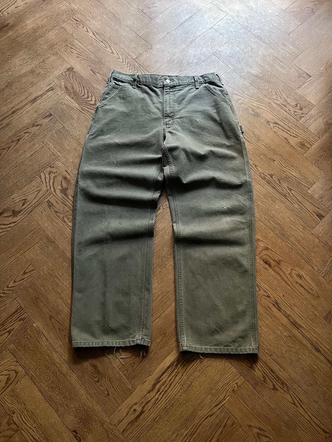 [36]칼하트 USA 빈티지 워싱 모스그린 싱글니 워크 팬츠 M10 상품이미지2