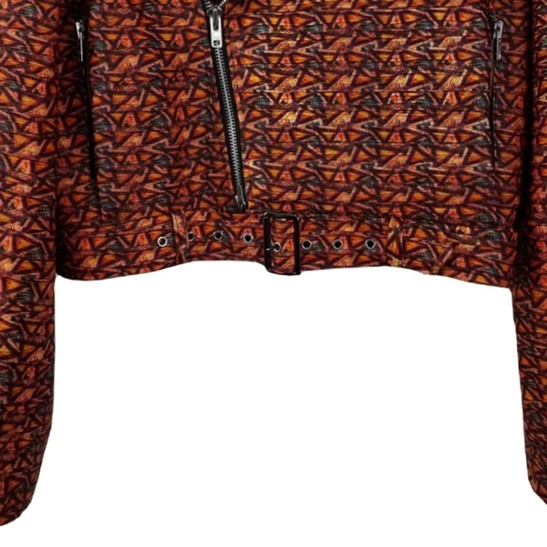 [빈티지] 비건 레더 멀티 패턴 사선 크롭 라이더 자켓 M19450 상품이미지5