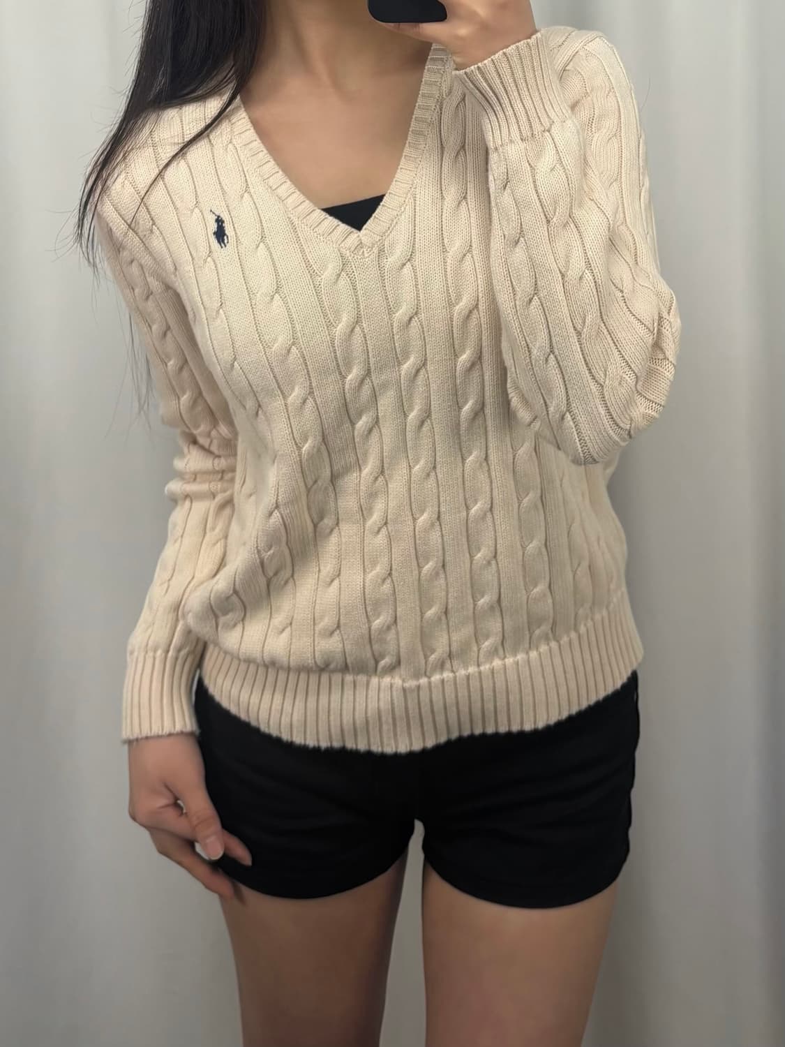 폴로 아이보리 코튼 브이넥 니트 상품이미지2