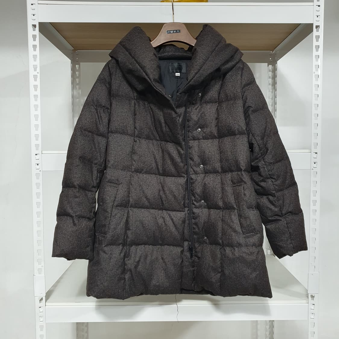 빈티지 모직 카울넥 후드 구스다운 하프 패딩 상품이미지1