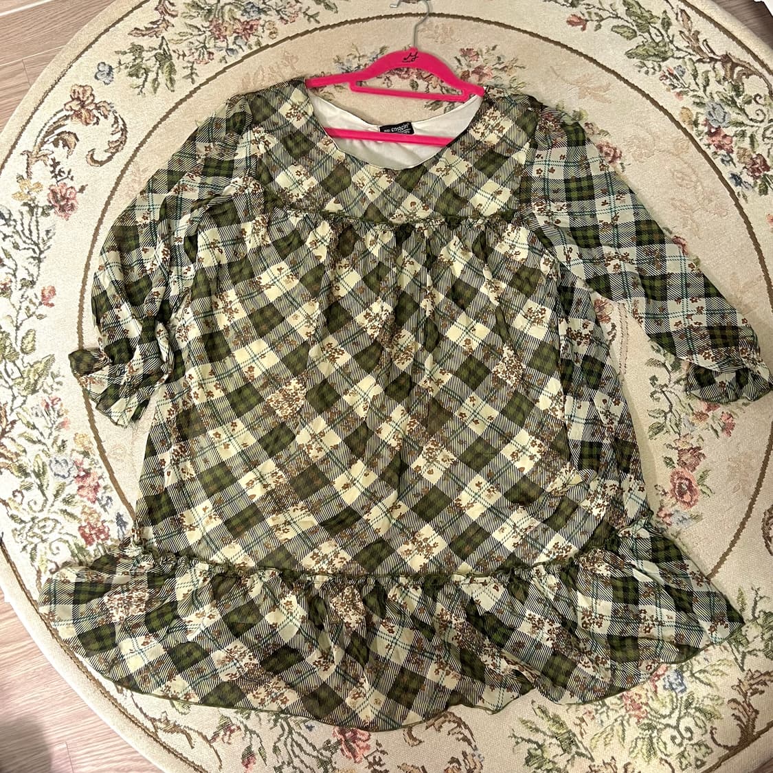 녹차 모리걸 패치워크 블라우스 원피스 상품이미지1