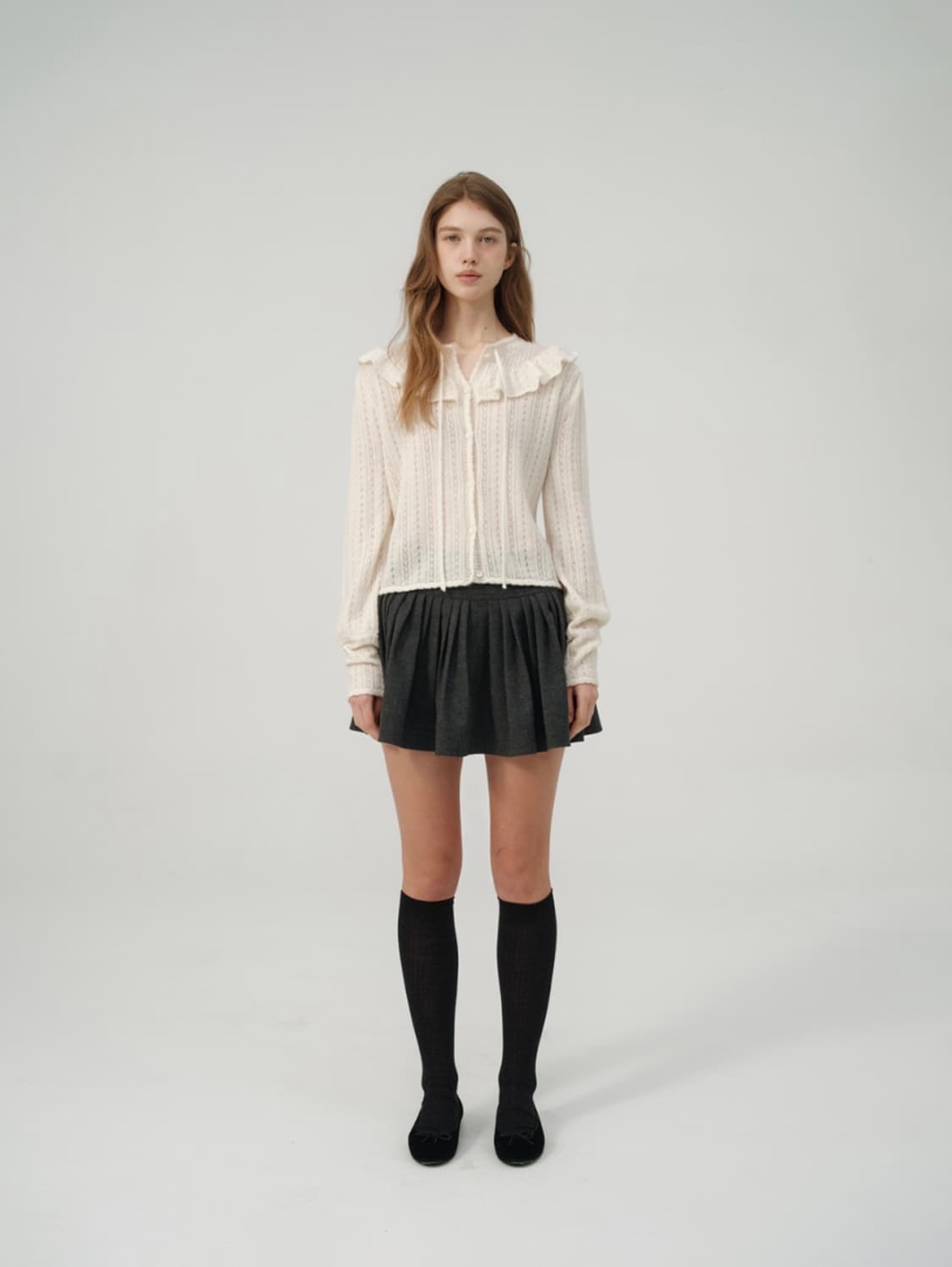 더바넷 Finni Pointelle Knit Cardigan 상품이미지2