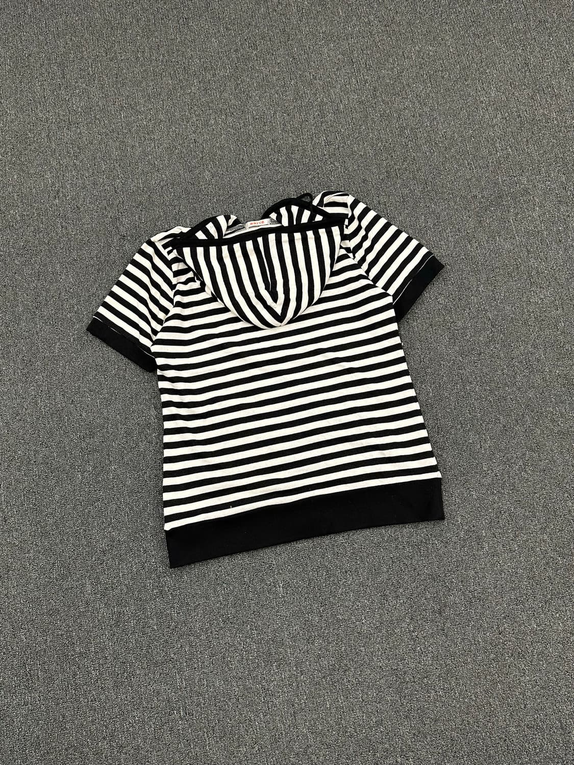 XL)Japanese vintage 여성 자수 레터링 스트라이프 반팔 후 상품이미지6