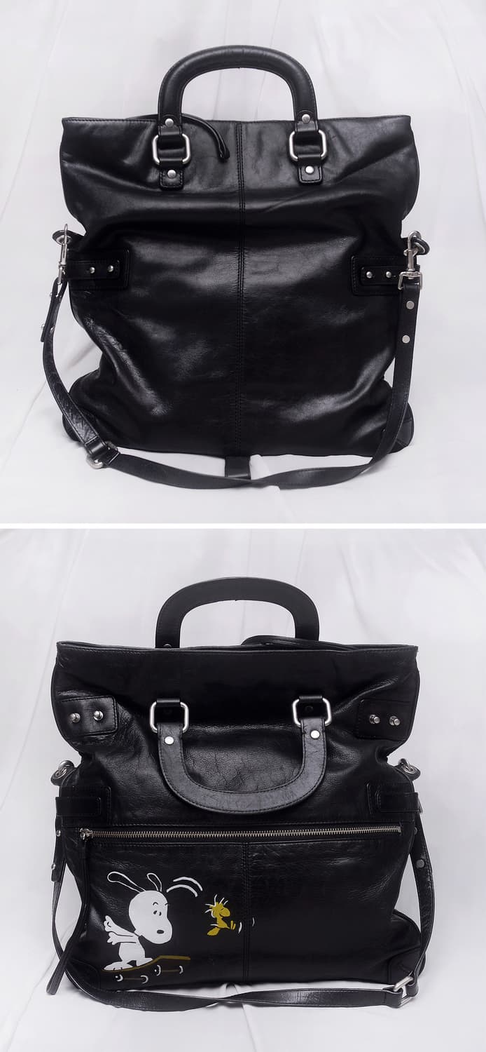 클럽 모나코 x 스누피 가죽 스퀘어 폴드오버 2웨이 빅토트.숄더백 상품이미지4