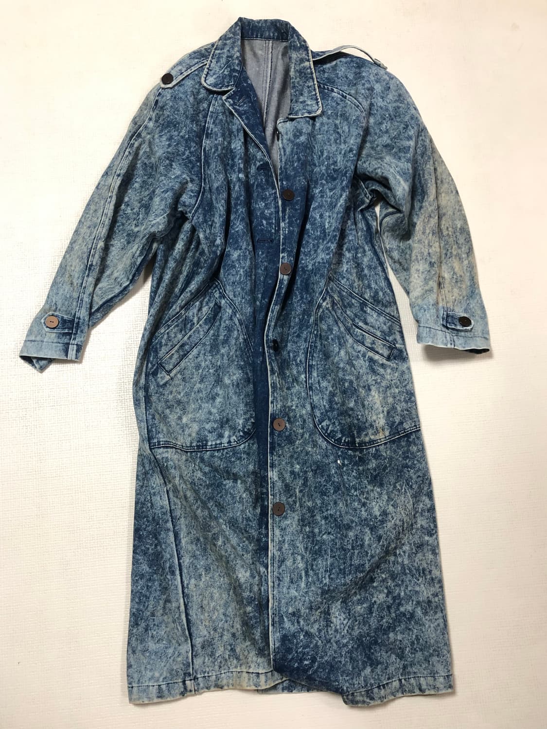 빈티지 데님 워싱 롱 코트 상품이미지8