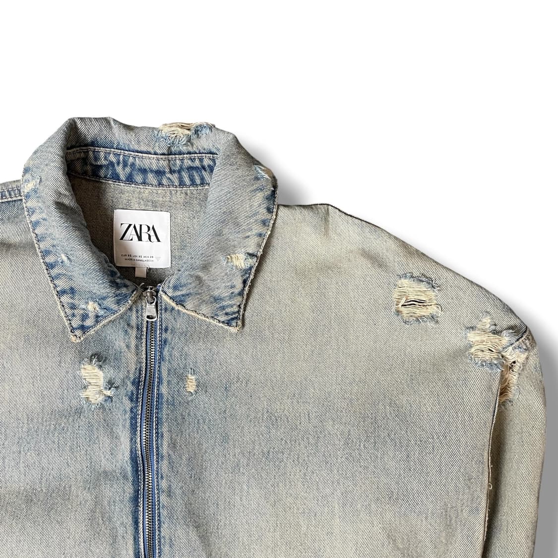 ZARA 디스트로이드 데님 크롭 점퍼 상품이미지3