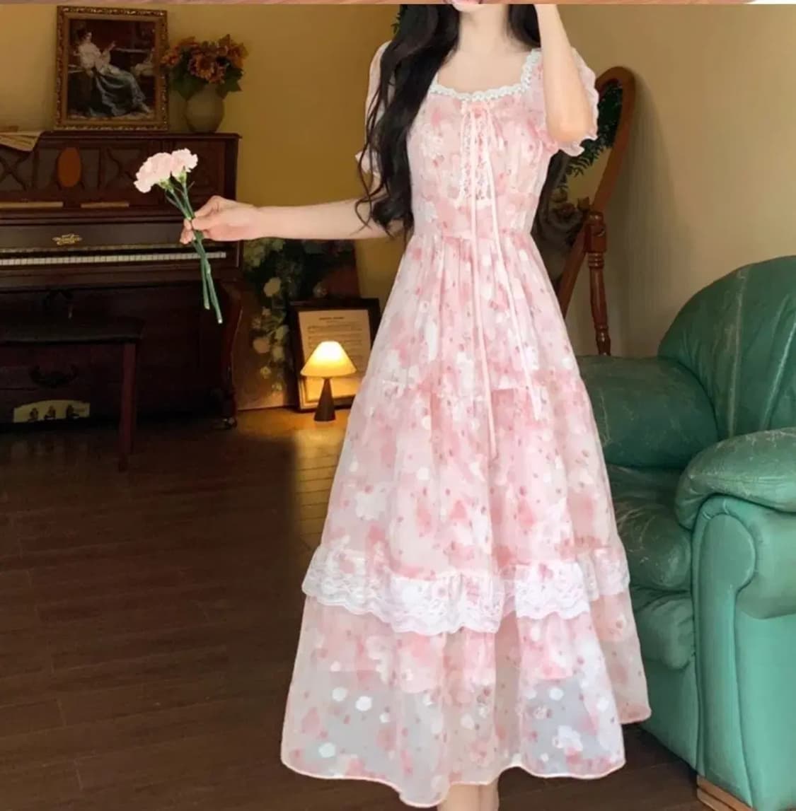 핑크 쉬폰 롱원피스  상품이미지7