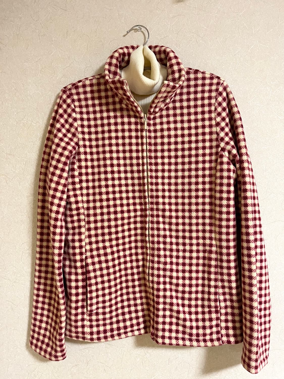 일본빈티지 카키자켓 체크 플리스 미디치마 키프링백 하구미 모리걸 상품이미지4