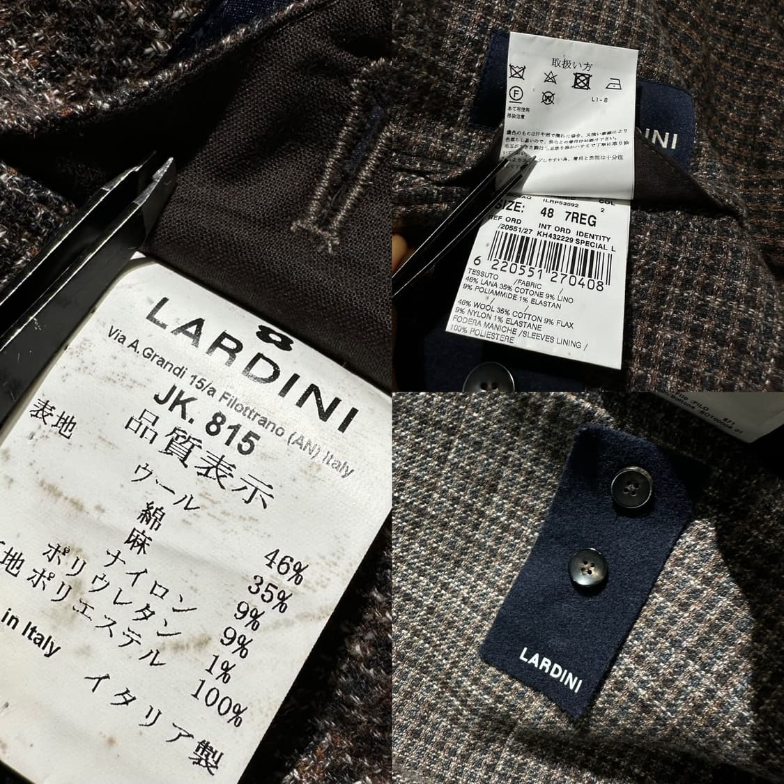 라르디니 울 블렌드 체크 싱글 3B 블레이저 자켓 상품이미지10