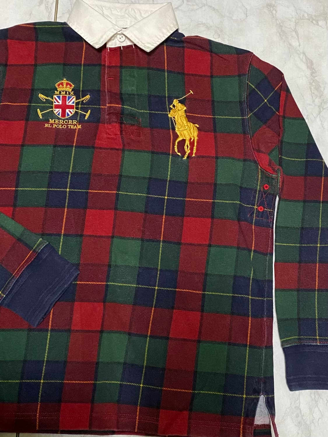 폴로 빅포니 체크 두툼 긴팔 카라티 95 사이즈 백화점판 정품 상품이미지3