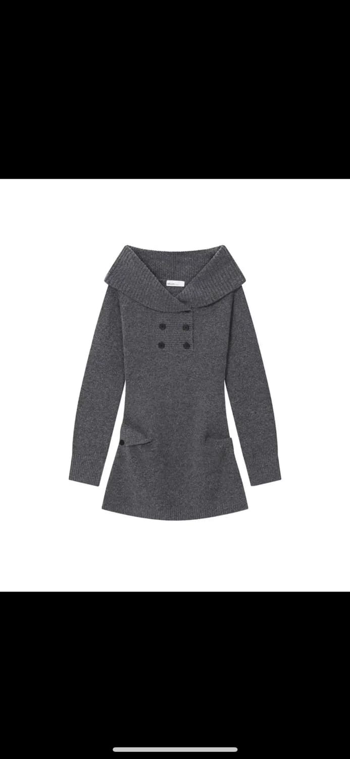 미세키서울 더블 니트 버튼 원피스 다크그레이 상품이미지2