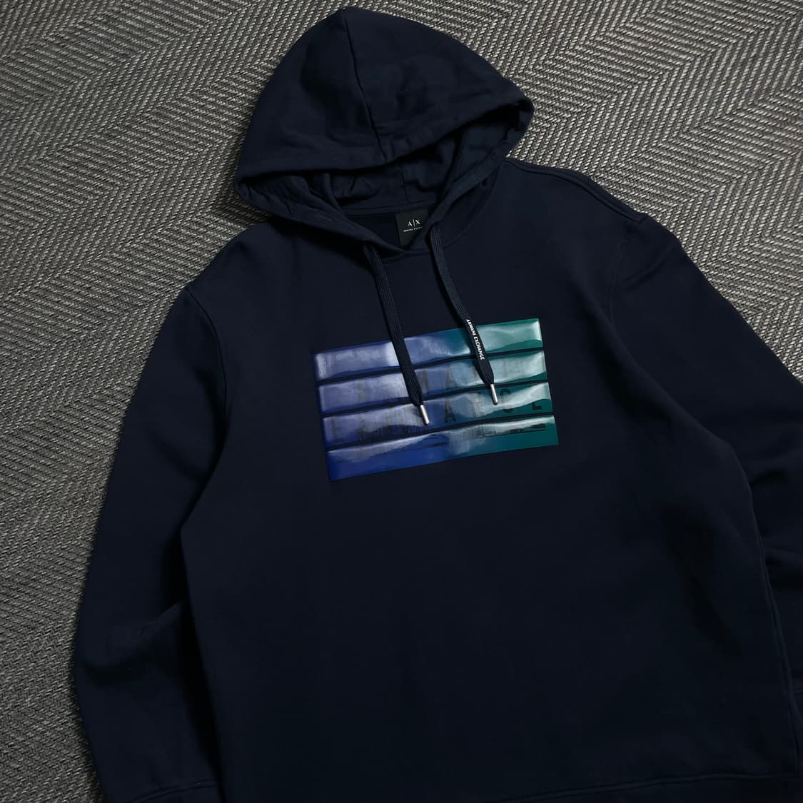 아르마니 익스체인지 빅로고 박시핏 후드 티셔츠 네이비 y 4693 상품이미지1