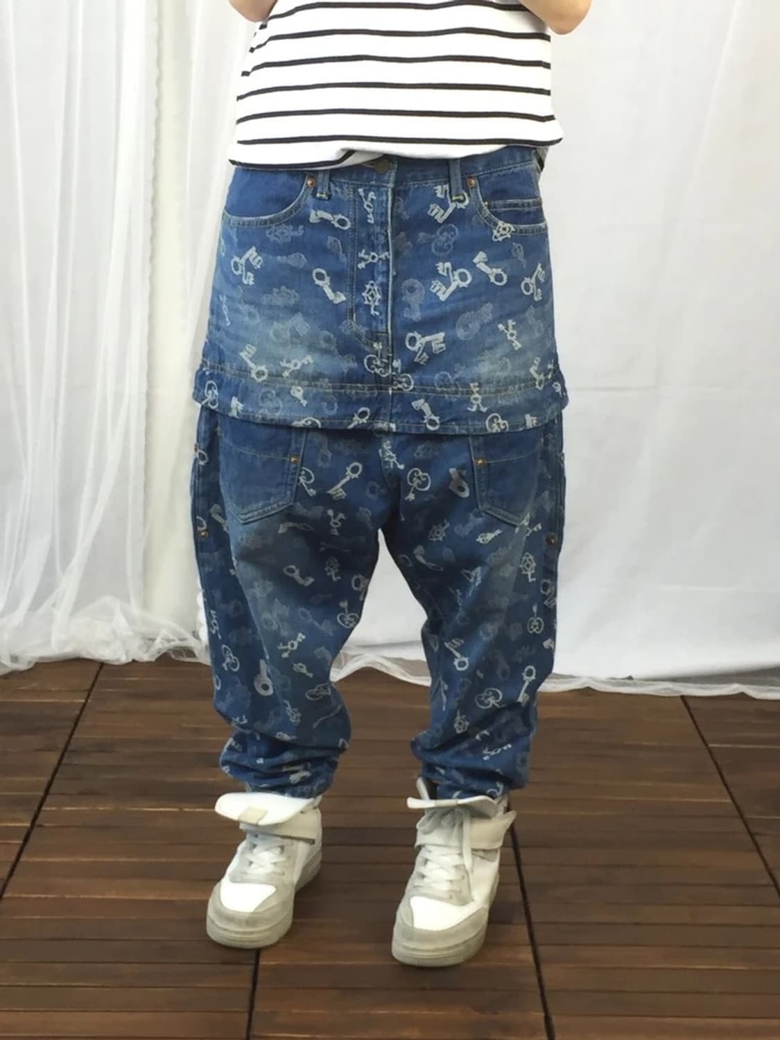 FRAPBOIS Key Print Layered Denim Pants 상품이미지1