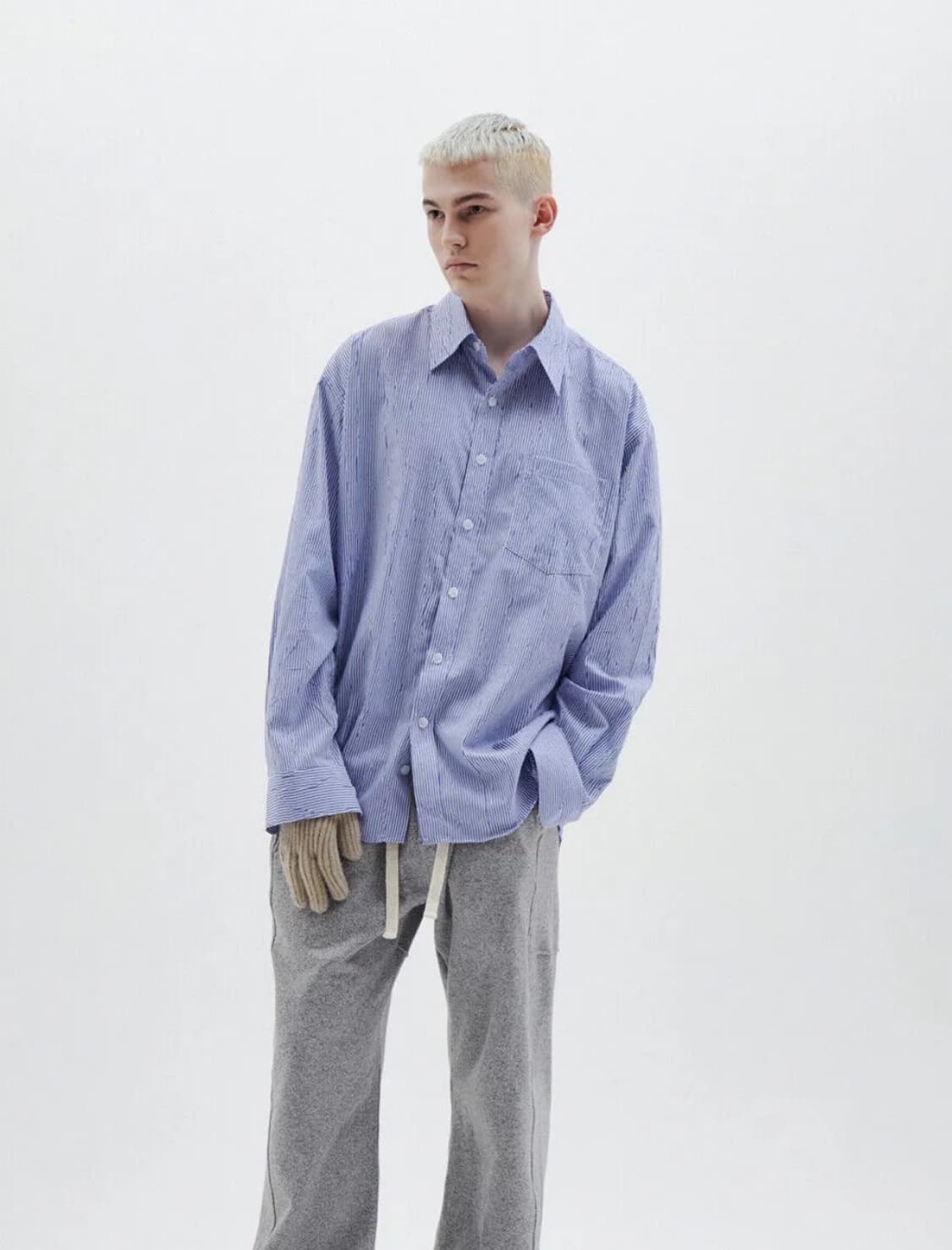 (1회착용) 윈더(WINDER) 윙클 스트라이프 셔츠 - L 사이즈 상품이미지2