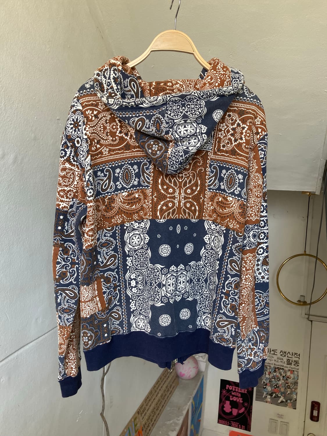 투웨이 페이즐리 쮸리 면소재 후드집업 상품이미지5