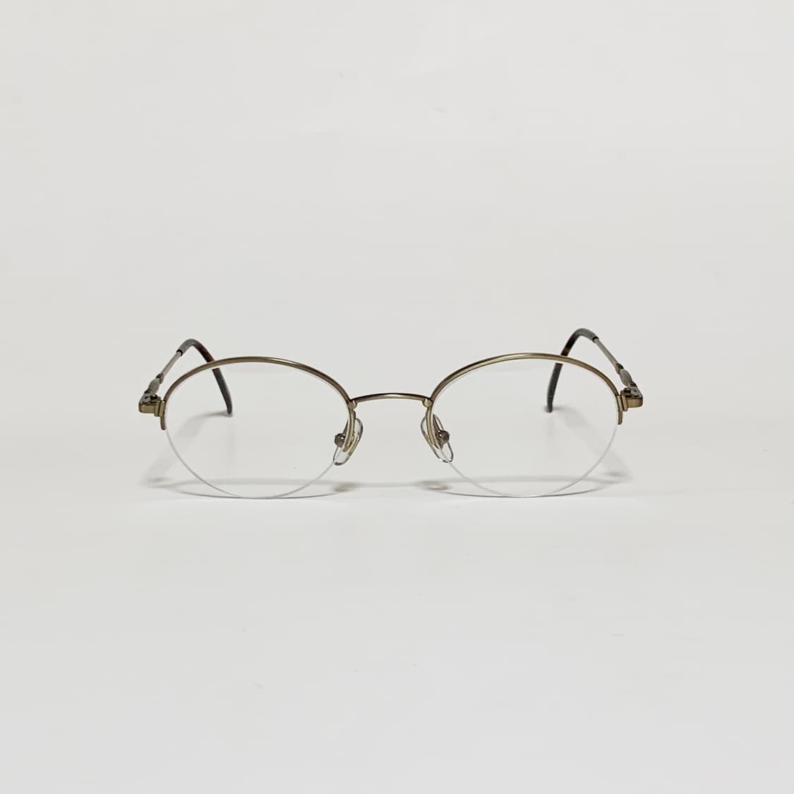 916 엔틱골드 하금테 안경 라운드 메탈 브로우라인 90년대 데드스탁 상품이미지1