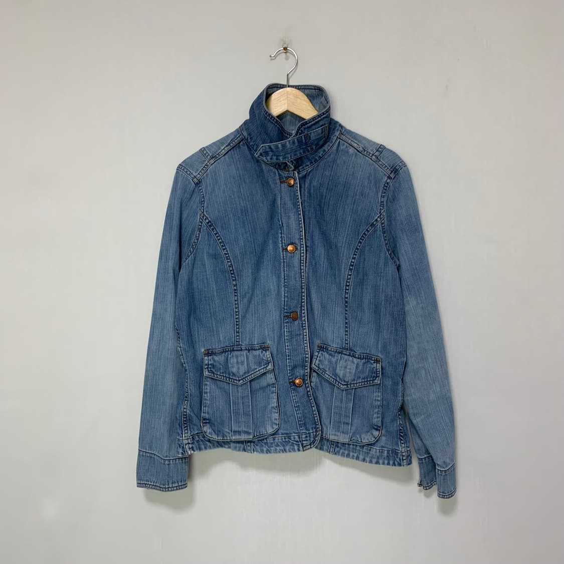 에디바우어 빈티지 데님 모토넥 봄버 자켓 워싱 00s 청자켓 여성 XL 상품이미지1