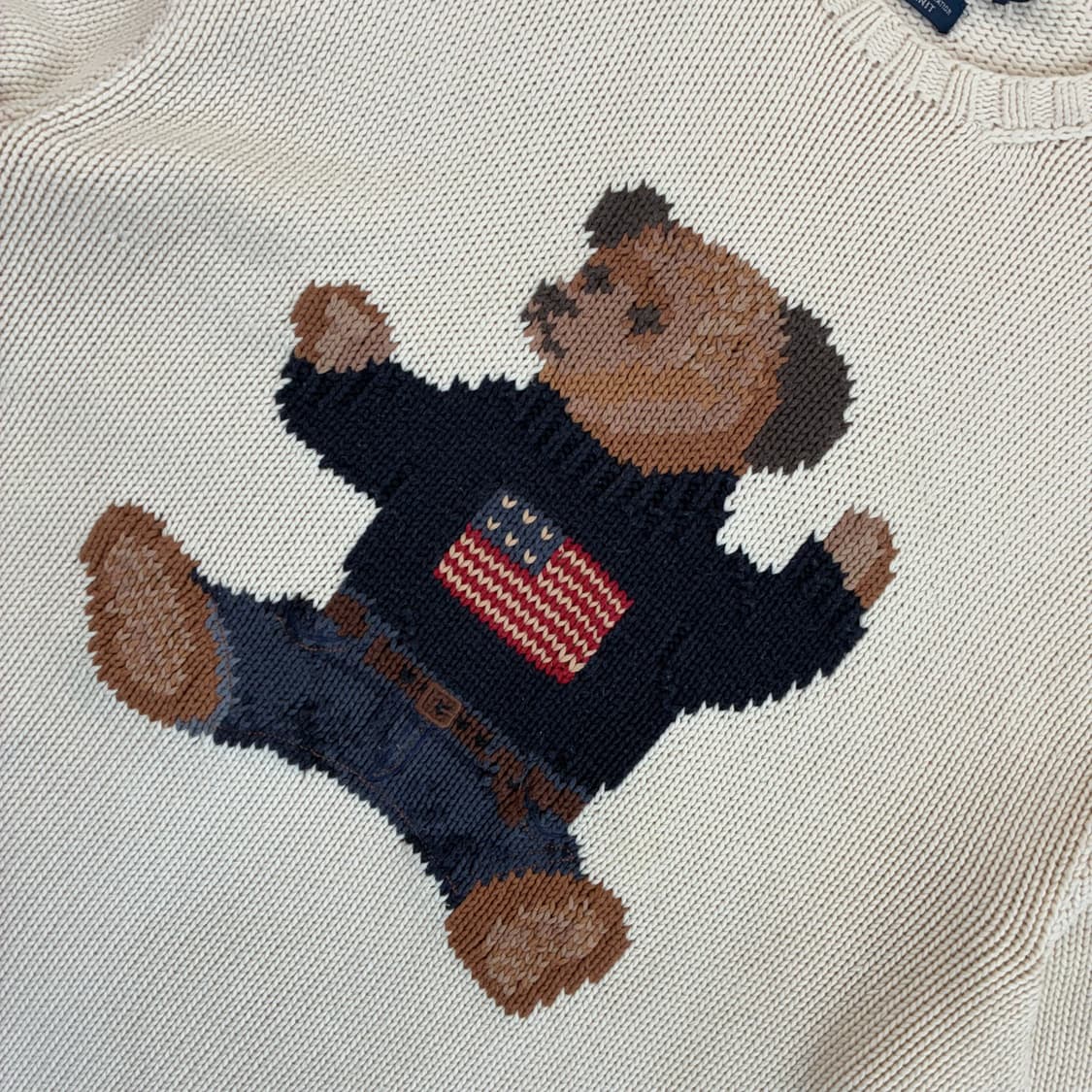 Polo  폴로 랄프로렌 90,s 싯다운 베어 코튼 핸드니트   상품이미지3