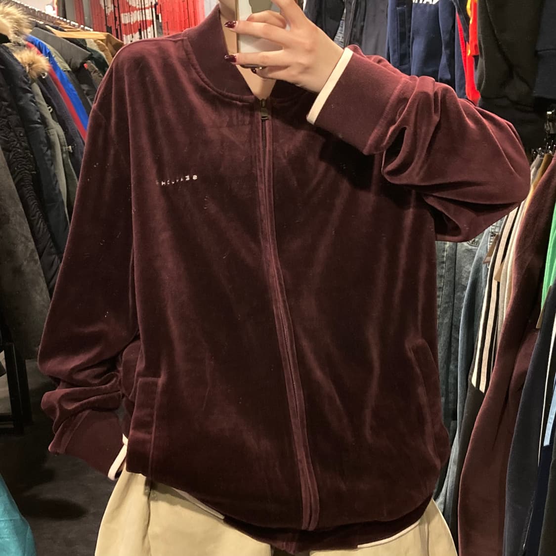 [IM] 션존 버건디 벨벳 블루종 집업 자켓 상품이미지2