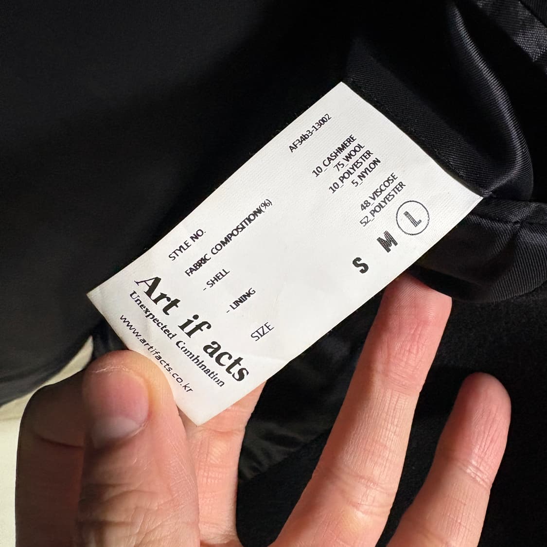 아트이프액츠 울 캐시미어 아티클 해링턴 자켓 / 블랙 L 상품이미지8