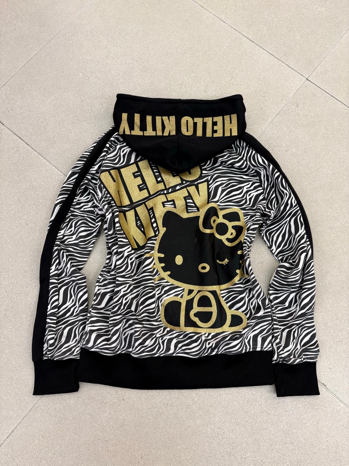 지브라 글리터 키티 후드집업 상품이미지1