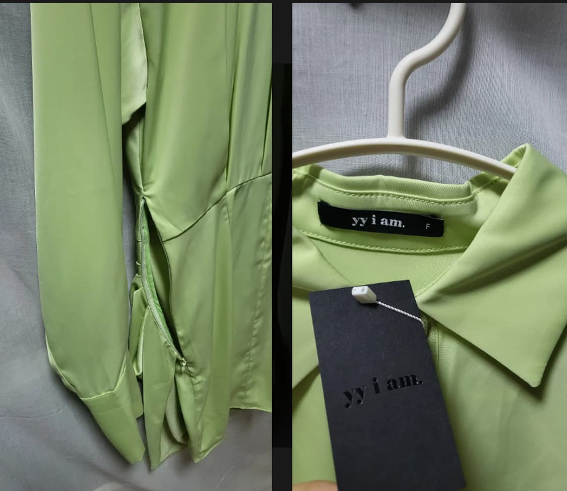 yyiam silken green dress 그린 드레이핑 원피스 상품이미지3