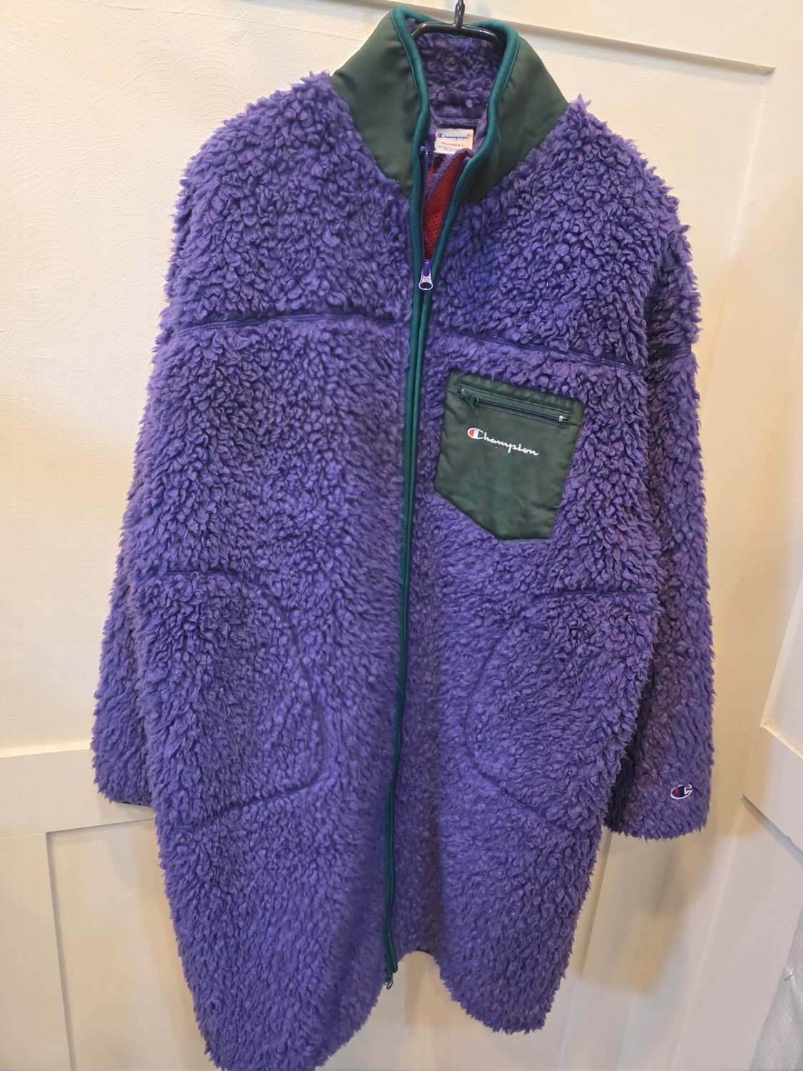 챔피온 여성 퍼플/그린 롱 후리스 L 상품이미지2