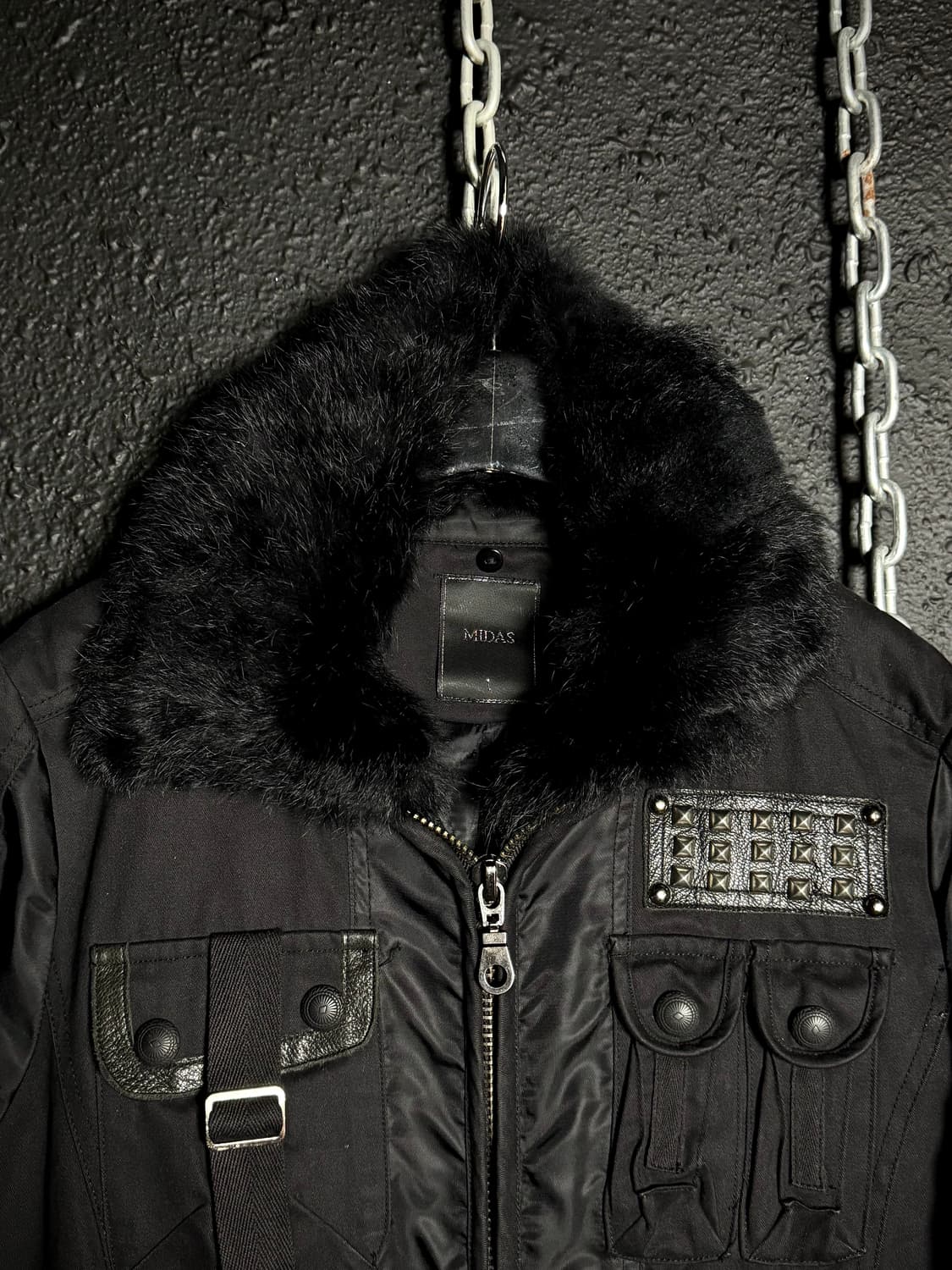 MIDAS – Black Fur Military Jacket 상품이미지2