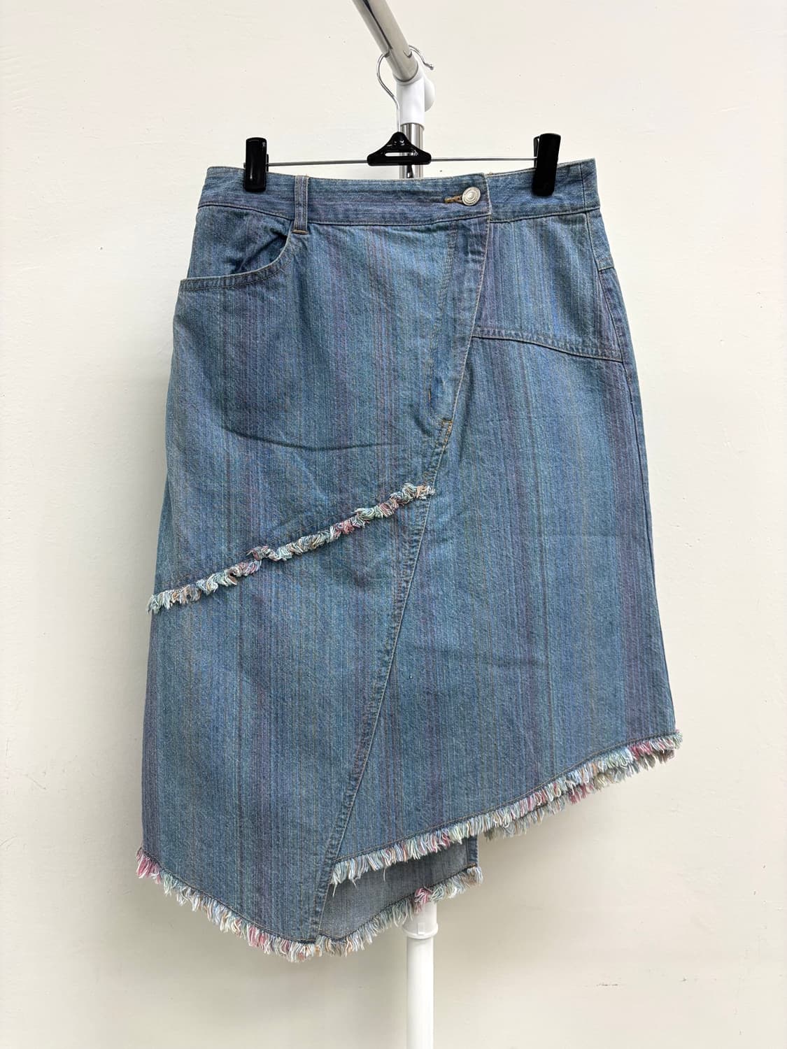 빈티지 연청 데님 미디 스커트 상품이미지3