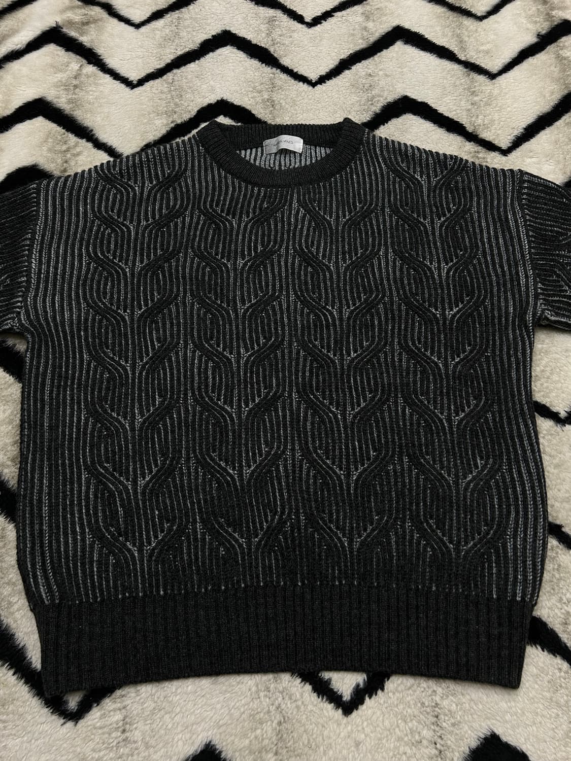 [L]메종미네드 오버핏 케이블 니트/챠콜 상품이미지4