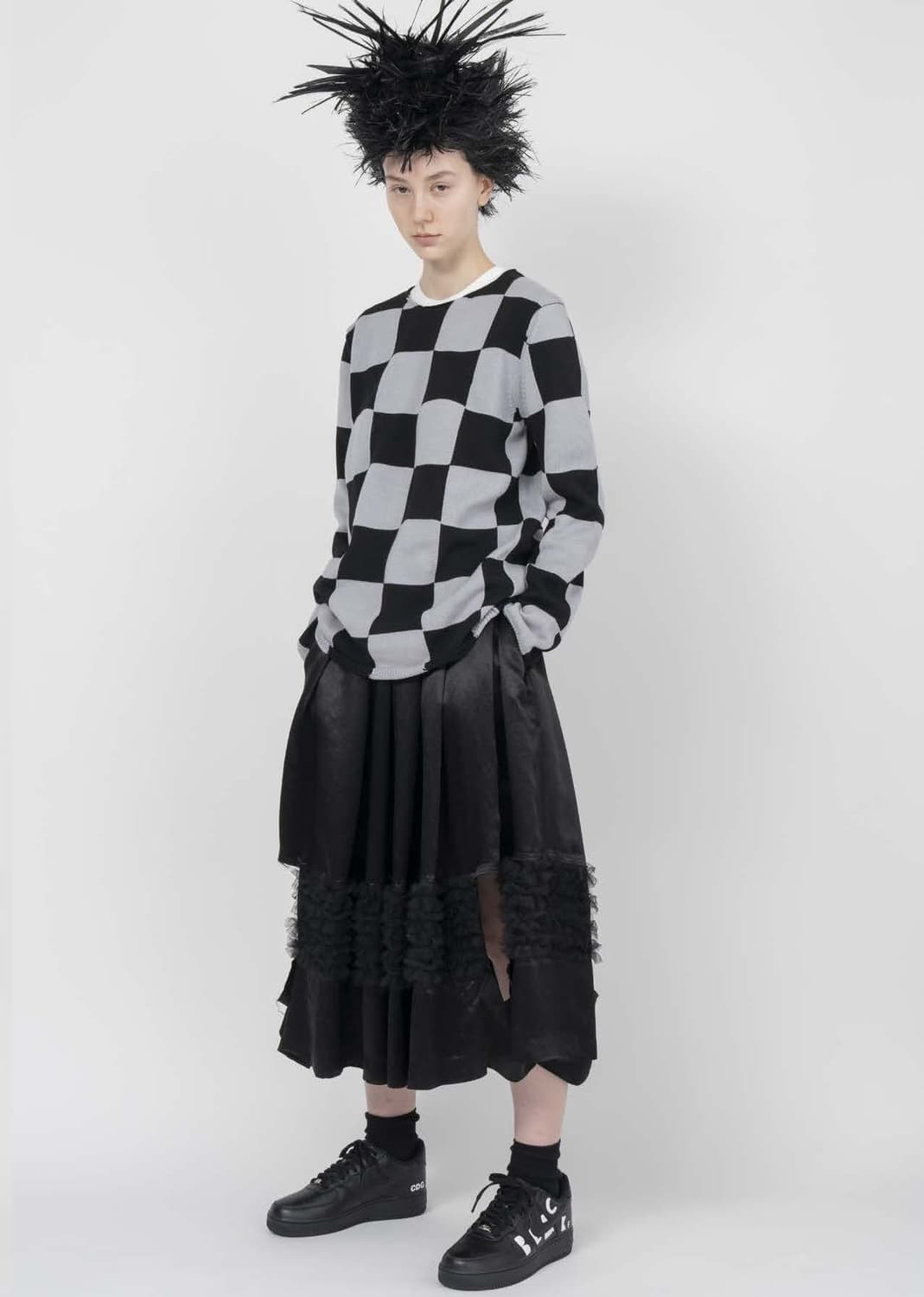 Satin Tulle Frill Detail Skirt 상품이미지1