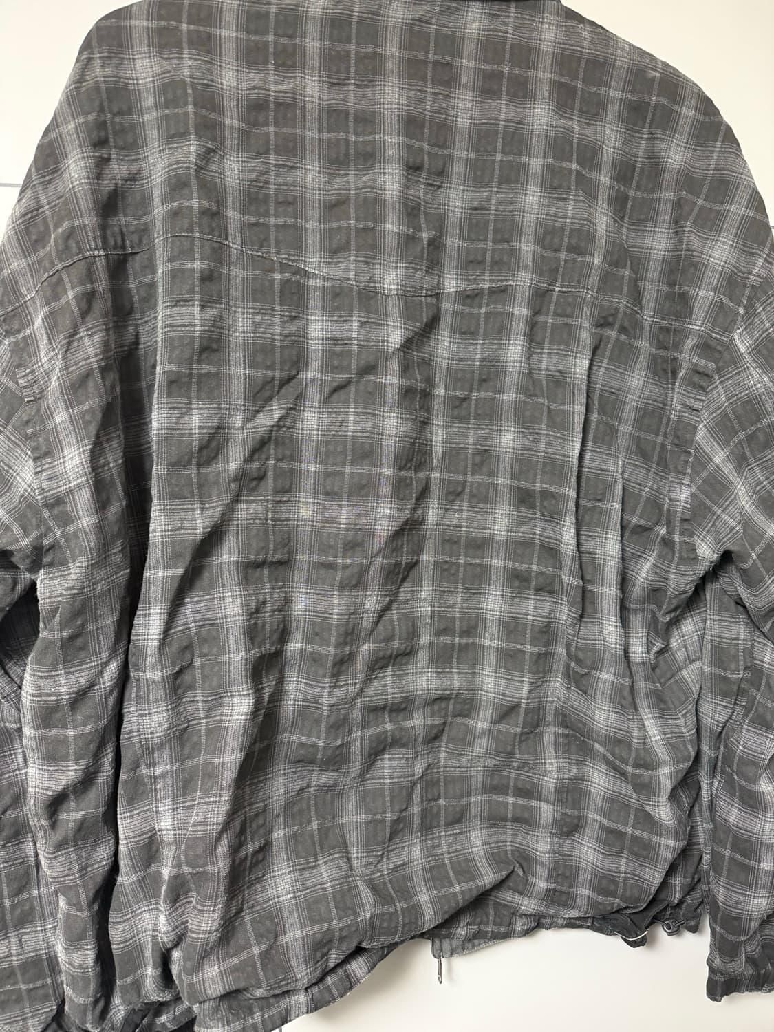 [4] 폴리테루 리버시블 블루종 라미체크 올리브 블랙 화이트 체크 상품이미지2