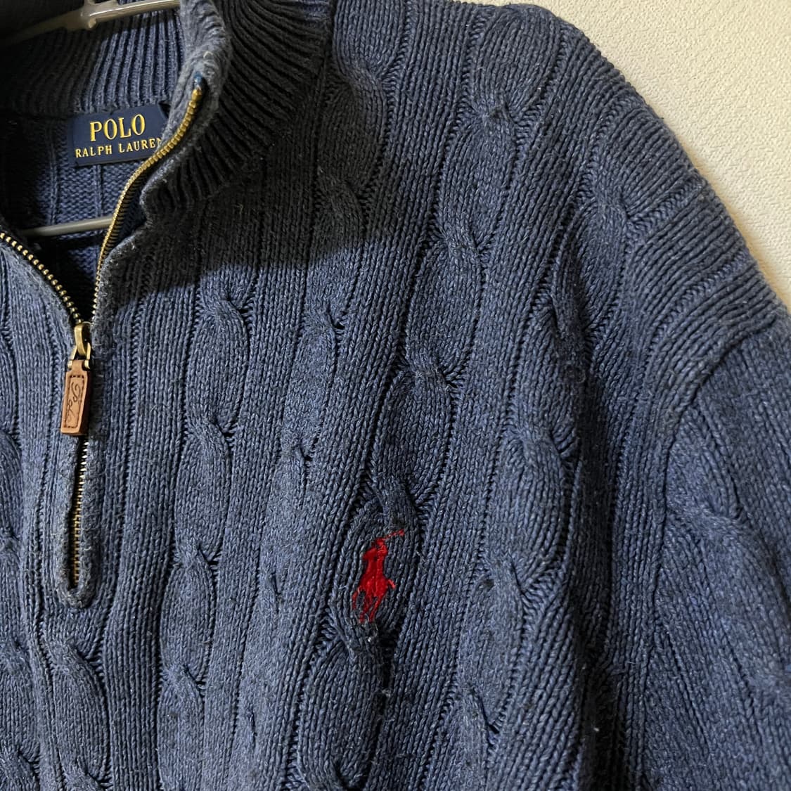 폴로 랄프로렌 케이블 니트 반집업 xl 상품이미지2