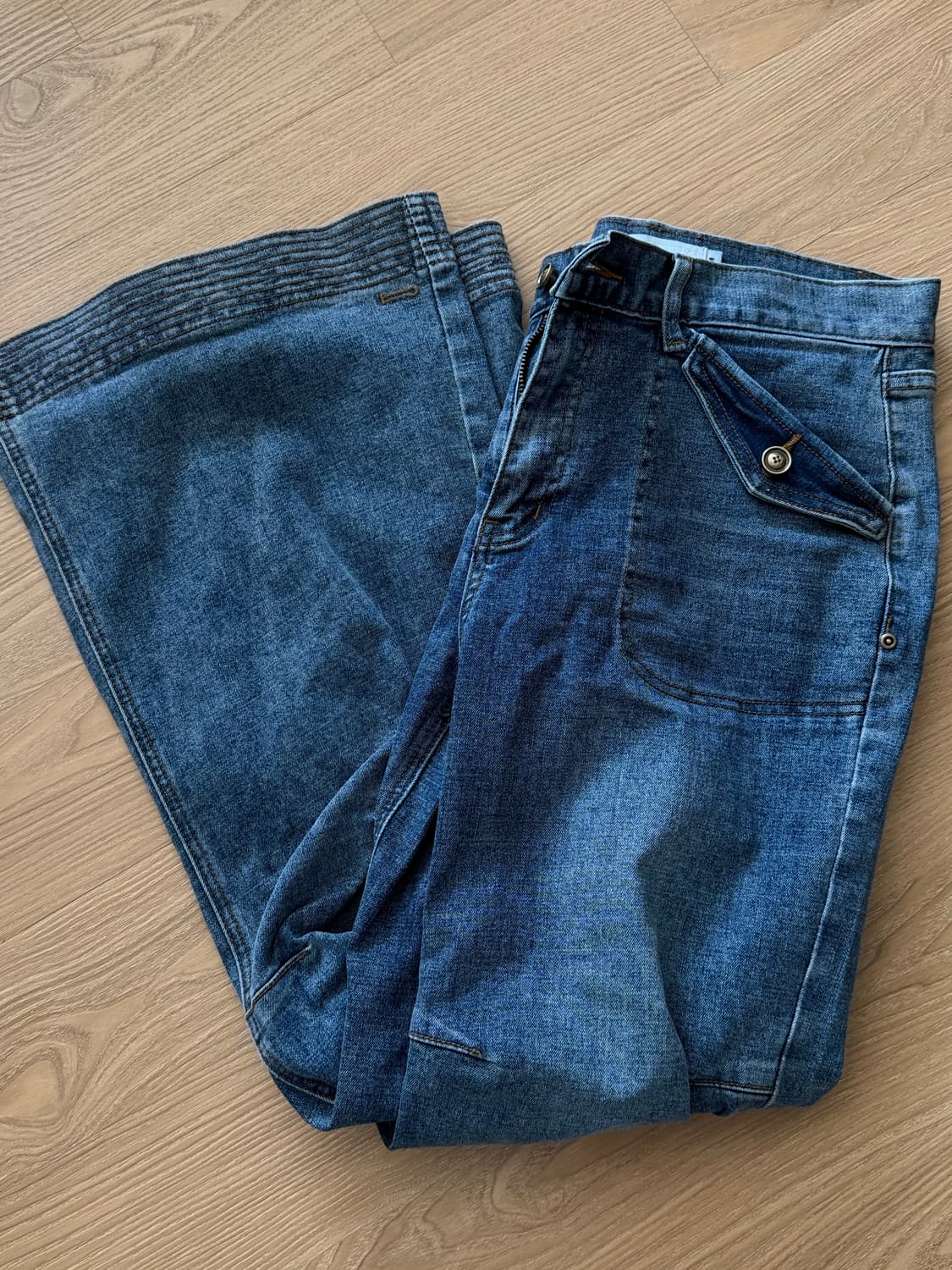 허그유어스킨 세미 부츠컷 데님 팬츠 (블루 데님) 상품이미지3