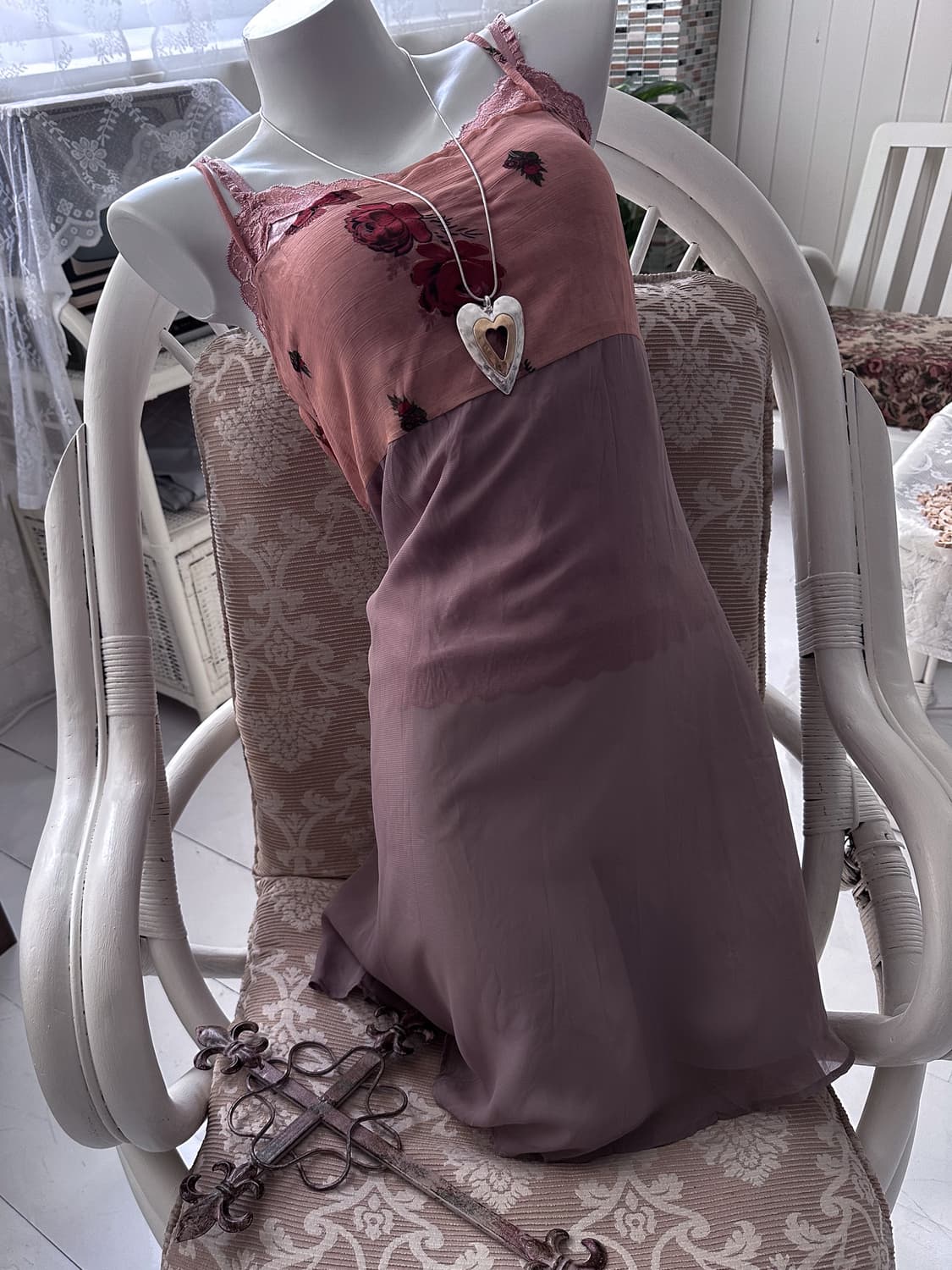 Muted Pink Floral See-Through Slip 0219 상품이미지1