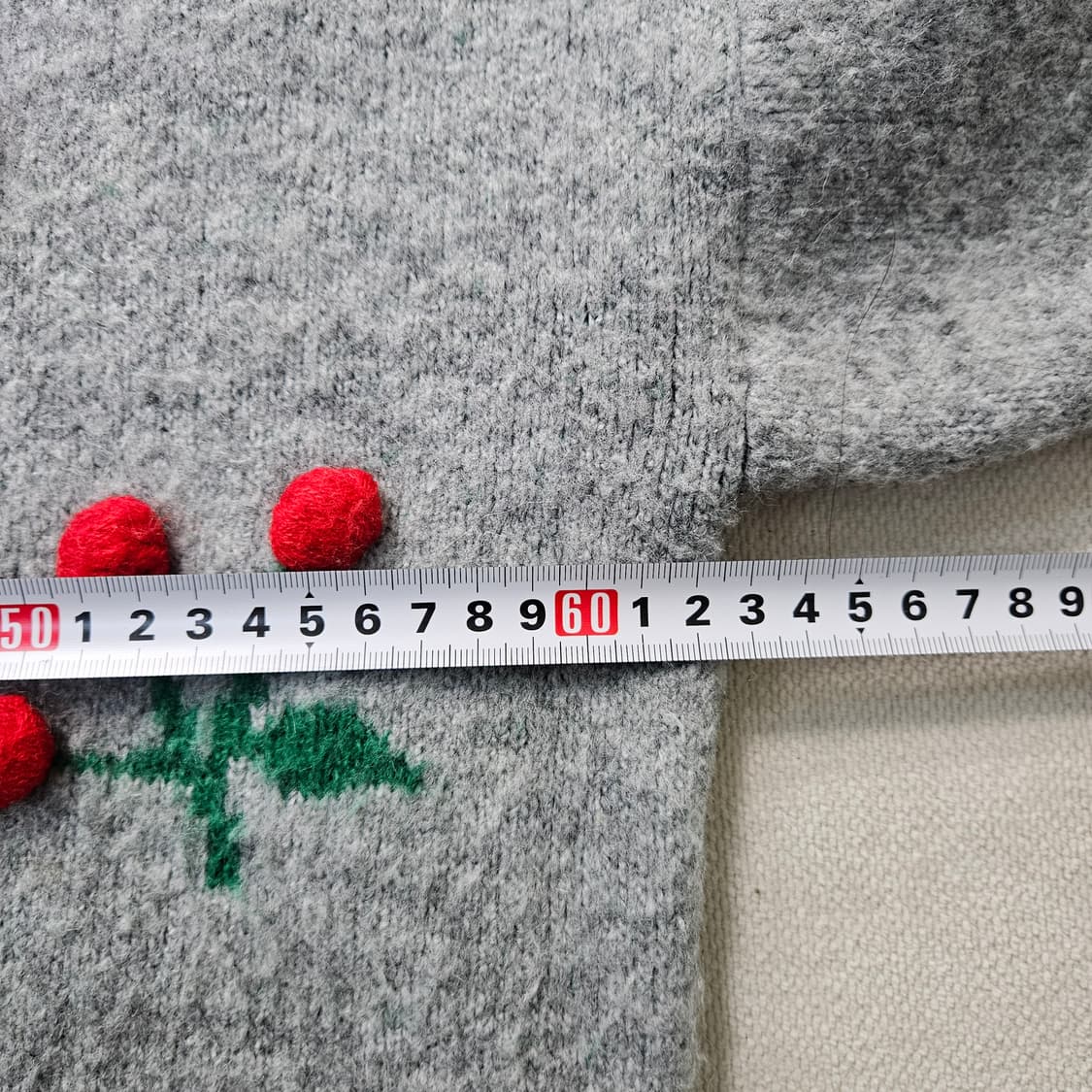 실측확인 빈티지 여성 체리자수 크롭 니트 0323Y 상품이미지5